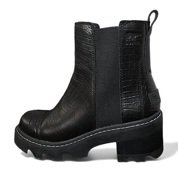 Sorel Joan Now Chelsea Boots in Black Tawny Buff Croc (Size 7) - Picture 10 of 16